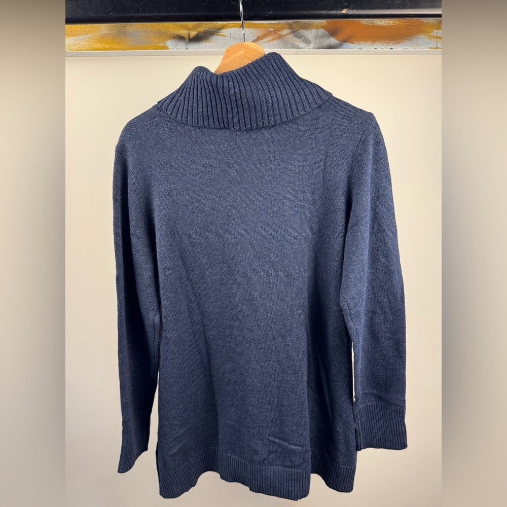 H by Halston Navy Cowl Neck Ribbed Sweater — Size XL - Picture 2 of 5